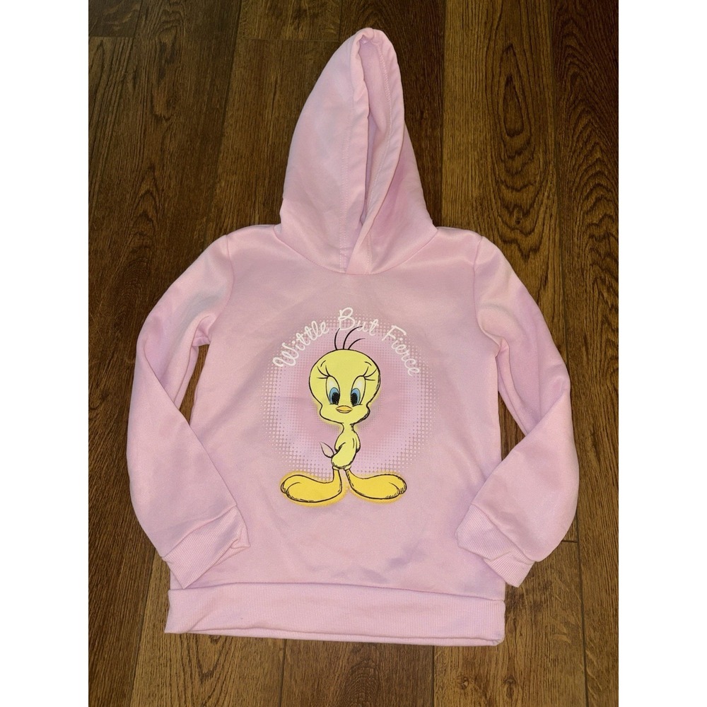 Looney Tunes Pink Tweety Bird "Wittle But Fierce" Hoodie Girls Sz 6X Sweatshirt